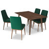Antares Modern 5 Piece Solid Wood Dining Room & Kitchen Set Walnut Brown
