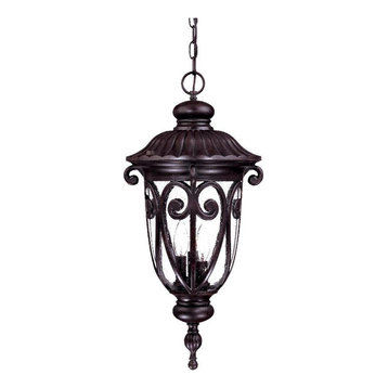 3-Light Marbleized Mahogany Hanging Lantern