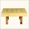 Contemporary Solid Wood & Tufted Fabric Backless Sofa Bench