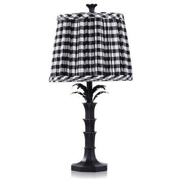 Dann Foley Lifestyle Polyres" Table Lamp, Black and White Checkered Shade