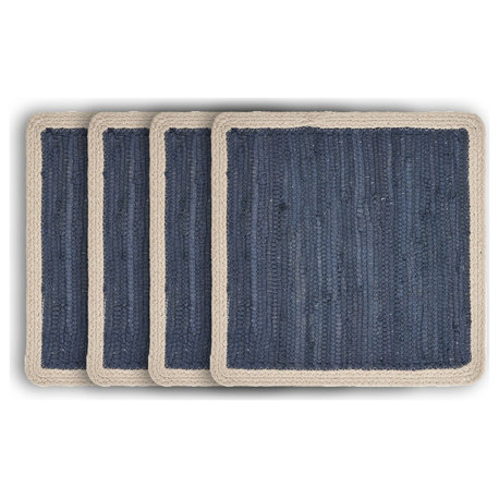 Delicate Bordered Square Indigo Place Mat, Indigo