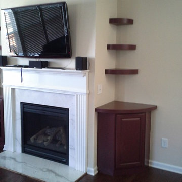 Fireplace Built-ins with Staggered Floating Shelves