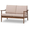 Venza Mid-Century Modern Light Brown Fabric Upholstered 2-Seater Loveseat