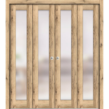 Sliding Double Bi-fold Doors 72 x 96 | Planum 2102 Oak