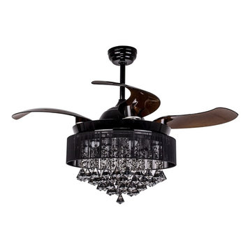 Crystal Folding Blades Ceiling Fan With Light and Remote Control