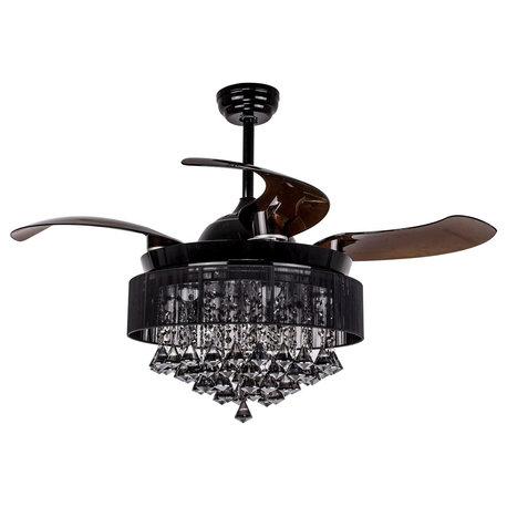 Crystal Folding Blades Ceiling Fan With Light and Remote Control