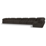 Meridian Furniture - Ames Boucle Fabric U-Shaped Modular Sectional, Brown, 7-Piece: 5 Armless Chair, 2 Corner Chair - B - Introduce a touch of modern sophistication to your living area with the exquisite Ames Boucle Fabric Sectional. With plush brown boucle fabric and unique design, it will elevate the visual appeal of your living space. This elegant and captivating sectional can be mixed and matched with other pieces from the collection to create an endless array of stunning looks. So, get ready to transform your living area into an inviting and stylish haven with the Ames Boucle Fabric Sectional.