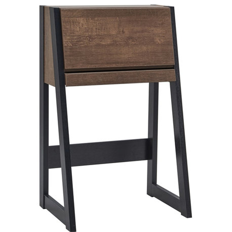 Urbanpro Modern Wood Secretary Desk in Walnut Oak Brown/Black