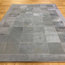 Patchwork Leather Cubed Cowhide Rug, Light Grey With Border, 200x300 cm