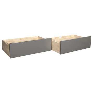 Leo & Lacey Solid Wood Twin XL/Queen/King Bed Drawer in Gray (Set of 2)