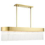 Livex Lighting - Livex Lighting Norwich 6 Light Soft Gold Linear Chandelier - The Norwich six-light large linear crystal chandelier will become an attention-grabbing feature in your modern home decor. The soft gold finish graces the design with elegance and charm, providing a timeless and glamorous quality to any interior. The clear crystal rods give the sconce a sleek and attractive appearance.