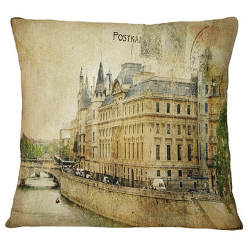 Old Parisian Cards Abstract Throw Pillow, 18"x18"