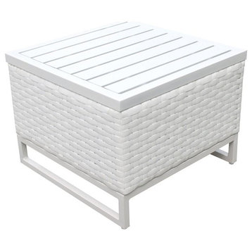 TK Classics Miami Modern Patio Wicker End Table in Timeless White