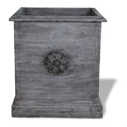 Amedeo Design, LLC - USA - Square Icon Planter, Charcoal, Drainage - Outdoor Decor