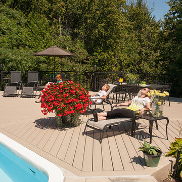 Inground pool deck over 40 foot cliff.