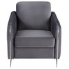 Hathaway Velvet Modern Chic Accent Armchair, Gray