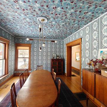 Evanston. Dining room wallpaper installation