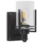 Forte - Forte 5692-01-04 Jolie, 1 Light Wall Sconce, Black - The Jolie transitional sconce features a cylindricJolie 1 Light Wall S Black Clear Glass *UL Approved: YES Energy Star Qualified: n/a ADA Certified: n/a  *Number of Lights: 1-*Wattage:75w Medium Base bulb(s) *Bulb Included:No *Bulb Type:Medium Base *Finish Type:Black