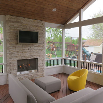 Shawnee KS Screened Porch with Ipe Deck and Hardscape