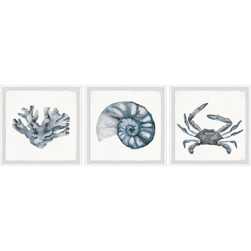 Bluish-Gray Sea Triptych, 72"x24"