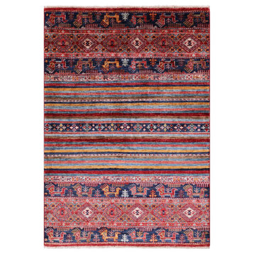 Hand Knotted Tribal Persian Gabbeh Wool Rug 3' 3" X 4' 9" Q8036