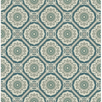 Small Floral Tile Wallpaper in Green IM71704 from Wallquest