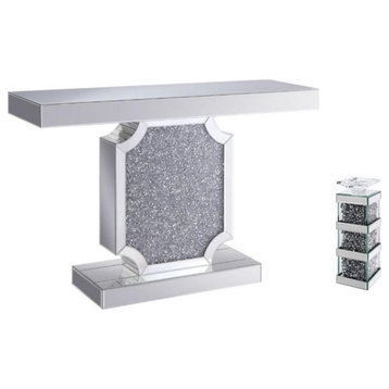 Home Square 2-Piece Set with Console Table and Accent Candleholder in Mirrored