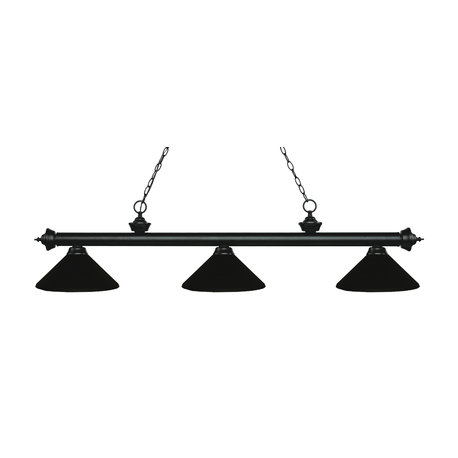 Riviera Collection 3 Light Billiard Light in Matte Black Finish