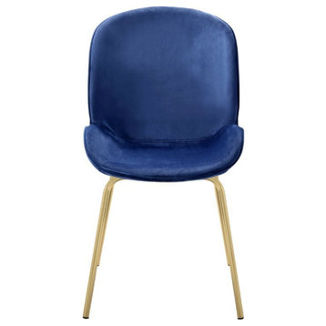 Side Chair Set of 2, Blue Velvet/Gold