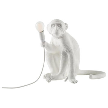 Sitting Monkey Table Lamp, Black