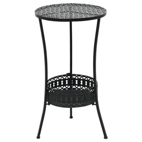 vidaXL Table Black Metal Small Bistro Table Round Vintage