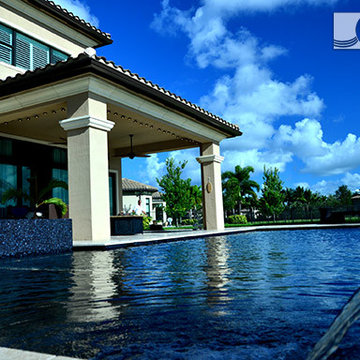Classic Straight Line Pool with Elevated Spa, Laminar Deck Jets in Parkland, Fl.