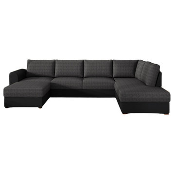 ANTONIO Sectional Sleeper Sofa,  Black/Dark Grey, Left Facing