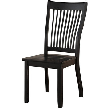 ACME Renske Wooden Slatted Back Dining Side Chair in Black Set of 2