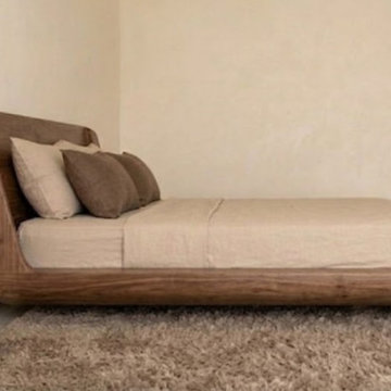 Low Profile Scandinavian Platform Bed | Curved Solid Wood Bed Frame