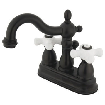 Kingston 4" Centerset Bathroom Faucet w/Plastic Pop-Up, Oil Rubbed Bronze
