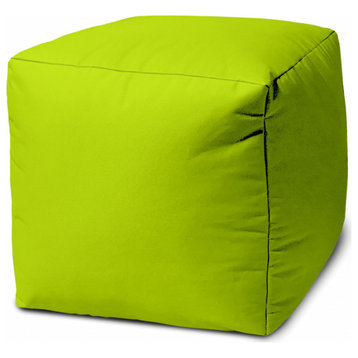 17  Cool Lemongrass Green Solid Color Indoor Outdoor Pouf Cover