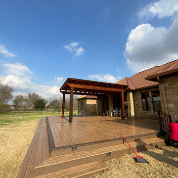 Cedar pergola and composite deck with lighting