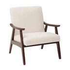 Davis Chair, Linen Fabric With Medium Espresso Frame