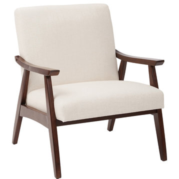 Davis Chair, Linen Fabric With Medium Espresso Frame