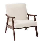 Davis Chair, Linen Fabric With Medium Espresso Frame