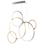 ET2 - Union LED 5-Light Pendant, Multi-Plated - Intersecting rings for this large scale sculpture available in either vertical or horizontal configurations. Multiple high end finishes were used to blend in with today's eclectic interiors. The perfect fixture to fill a large space this can also be installed against the wall as artwork.