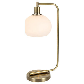 Woodbridge Lighting Austin 1-Light Glass Table Lamp in Brass/Opal