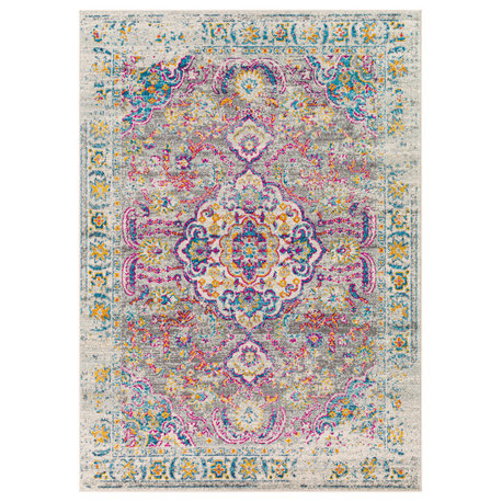 Harput HAP-1135 Traditional Colorful/Gray 5'3"x7'3" Area Rug