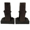 Old Style Polyresin Gear Bookends, Pair of 2, Rustic Brown and Black
