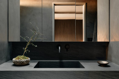 Example of a minimalist bedroom design in Los Angeles