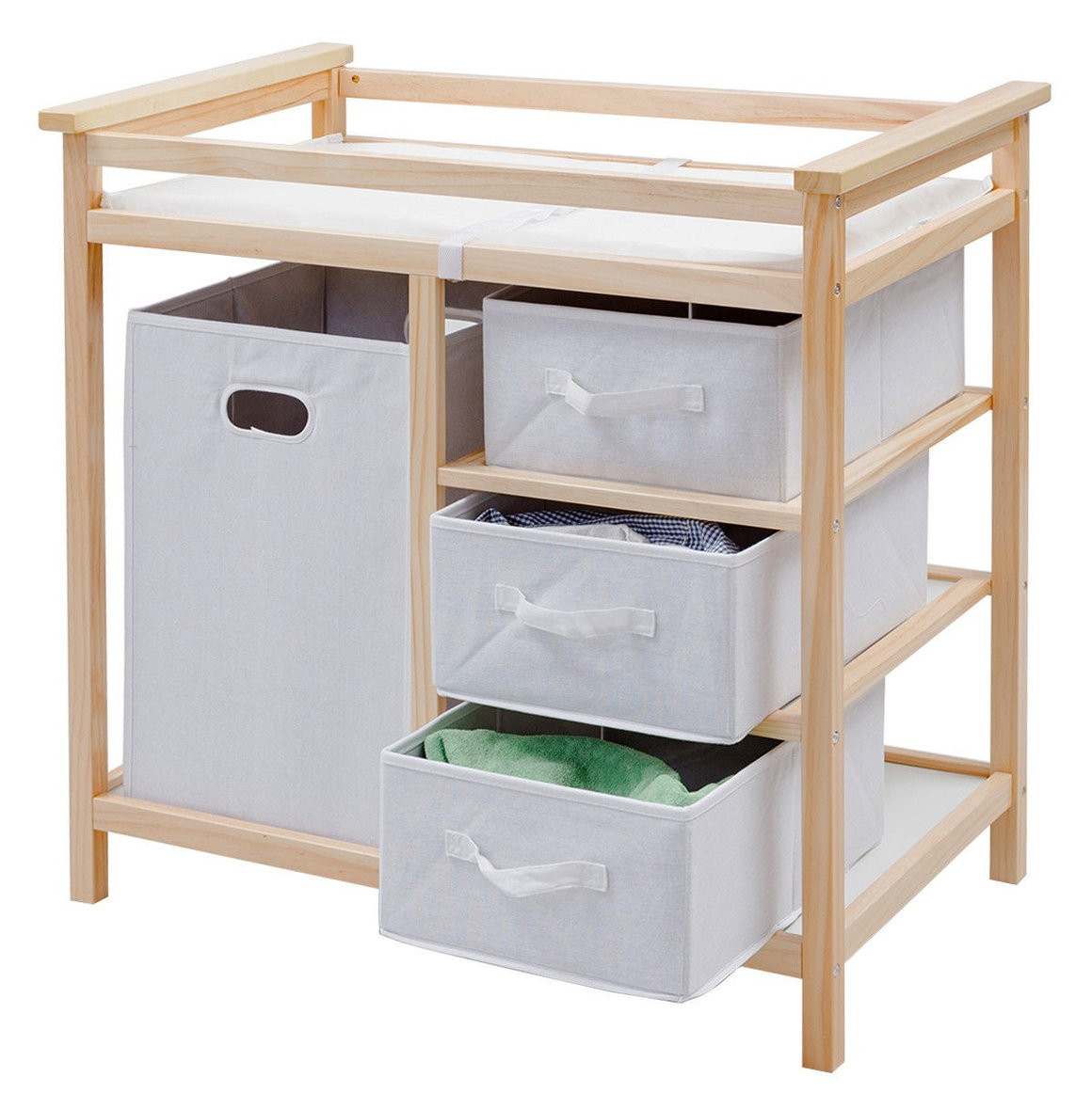 Modern Style Infant Baby Storage Changing Table With 3 Baskets ...