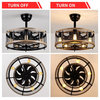 5 Light Cage Ceiling Fan With Light Remote Contral Farmhouse Ceiling Fan Lamp