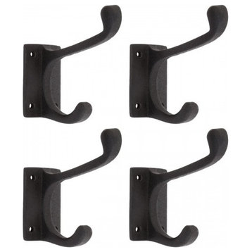 4 Wrought Iron Black Double Hooks 4 inches
