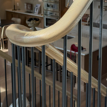 Project #153 | Sophisticated Red Oak Stair with Metal Balusters